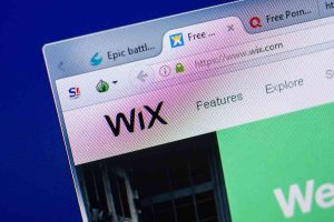 Wix homepage with its logo and URL on a browser tab.