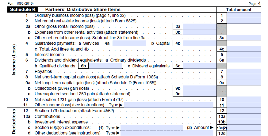 1065 tax checklist