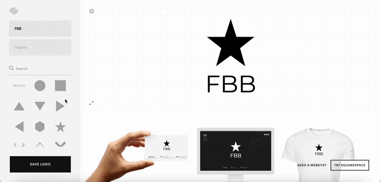 Creating a logo in the Squarespace Logo Maker.