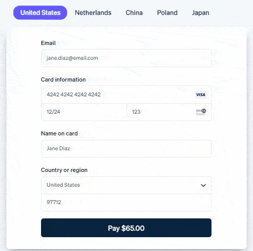 Showing Stripe's hosted payment page.