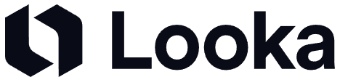 Looka logo that links to the Looka homepage in a new tab.