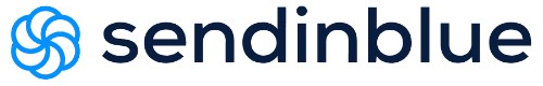 Sendinblue logo that links to the Sendinblue homepage in a new tab.