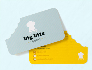Sample die-cut business cards for a restaurant