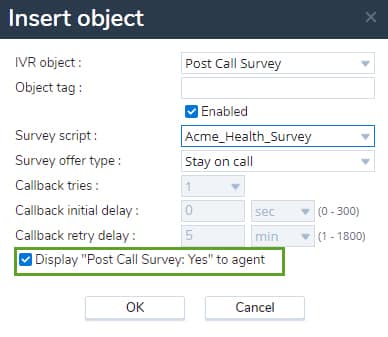 Setting up a 8x8 post call survey example.