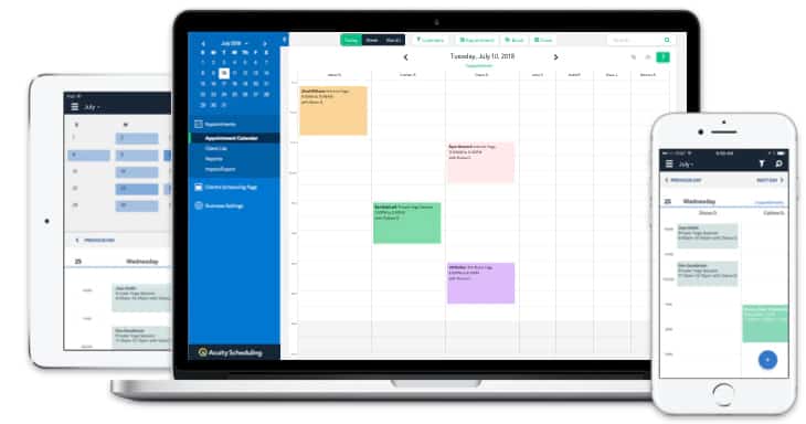 Acuity appointment calendar in tablet, desktop, or mobile device.