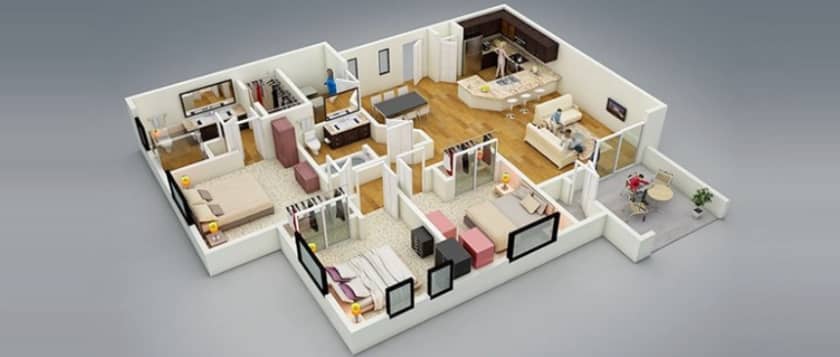 3D floor plan from PadStyler Virtual Staging.
