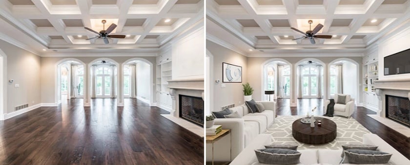Example of Stuccco Before and After Virtual Staging.