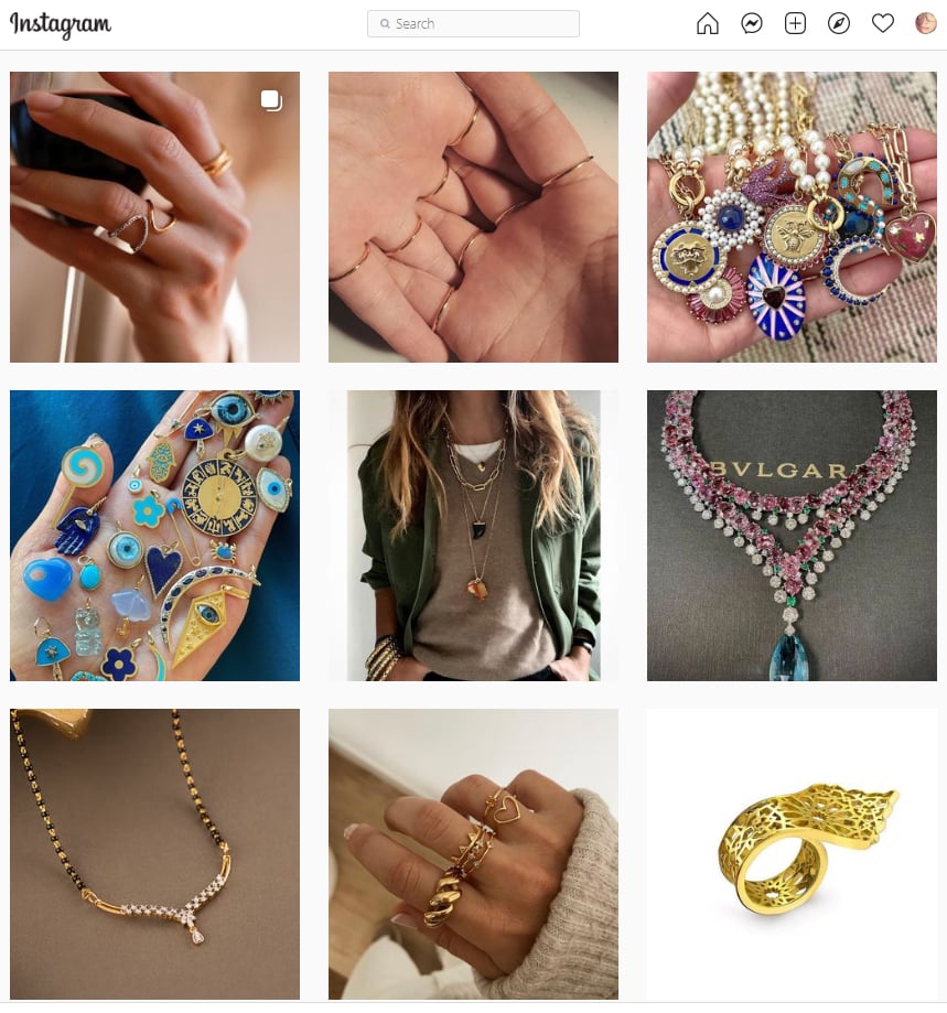 An example of Instagram post about jewelry.
