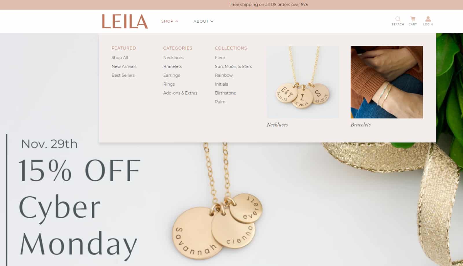 Image of Leila home page.