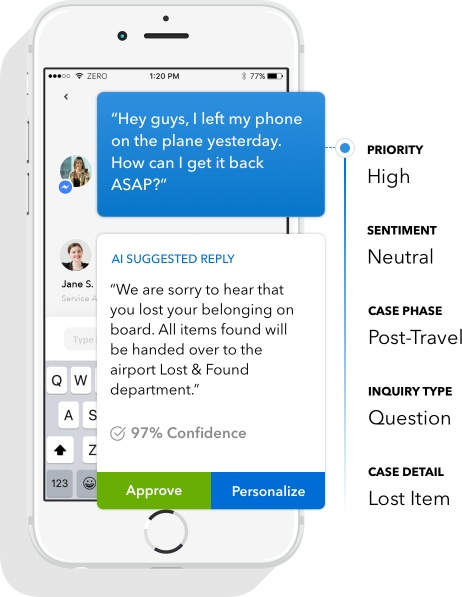 LiveChat’s chatbot suggested responses for agents.
