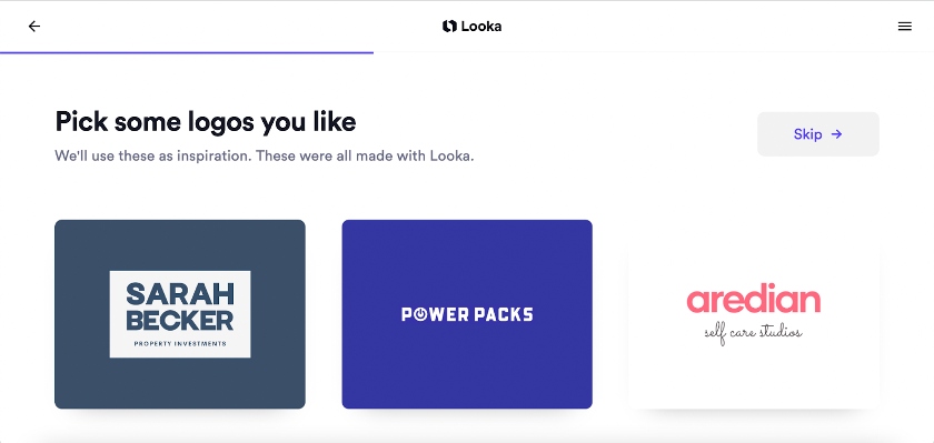 Browsing Looka's logo library.