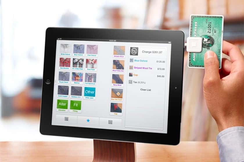 Square POS and credit card.