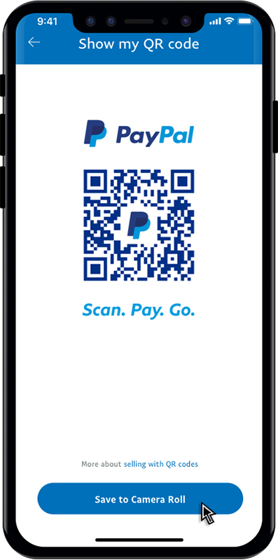 PayPal Business QR code sample for expanded Menu options.