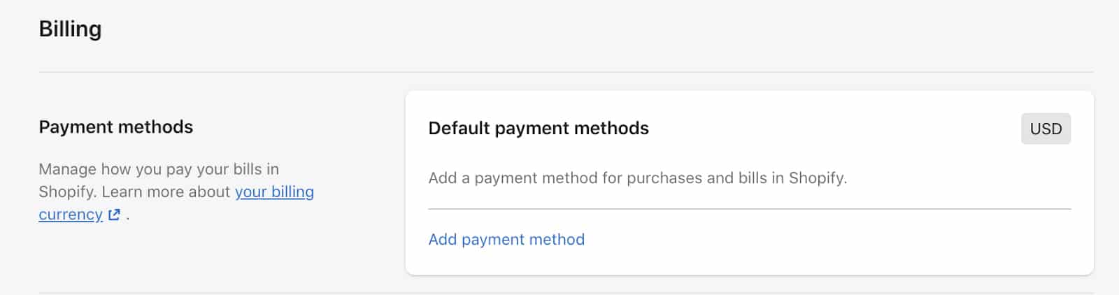 Shopify add payment method.