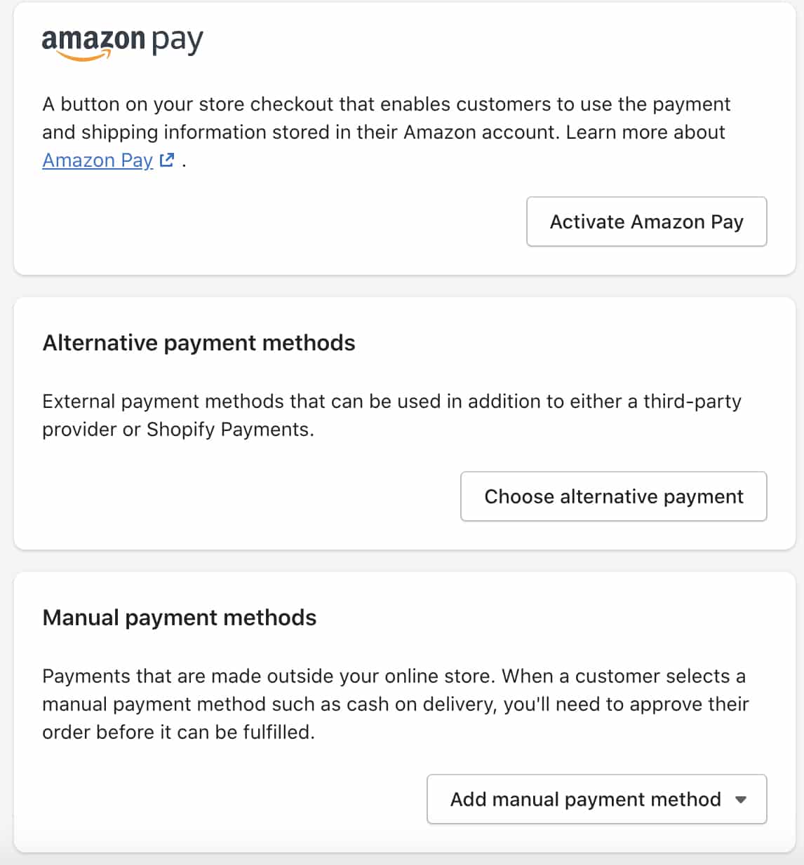 Shopify setting up preferred payment provider.