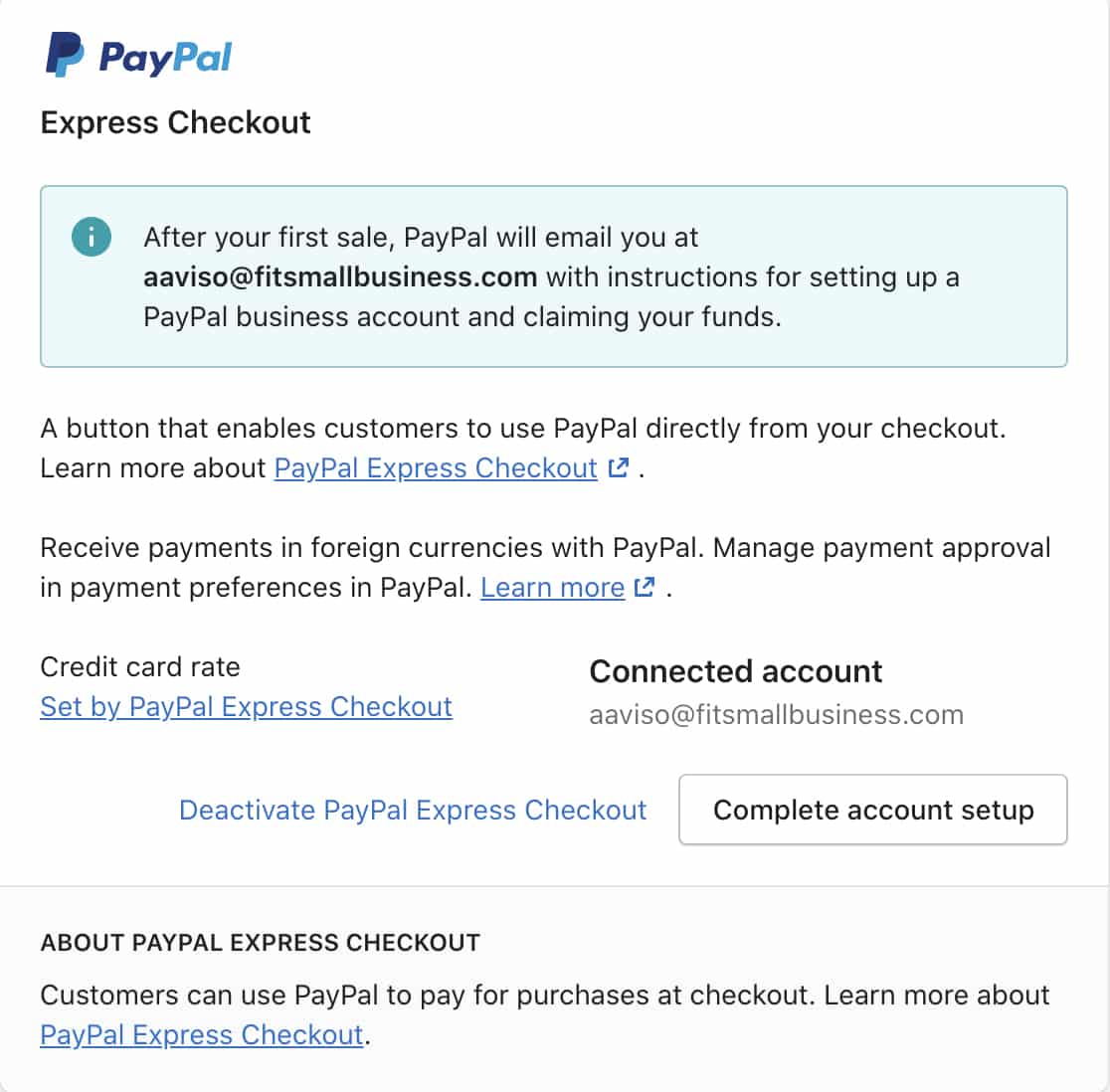 Setting up PayPal express checkout, so that the customers can use PayPal to pay for purchased at checkout.