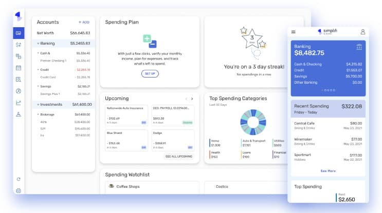 Simplifi Dashboard where you can see the speding plan.