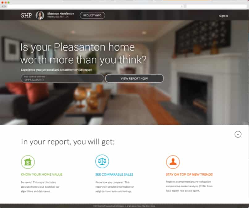 Example home page of SmartZip landing page.