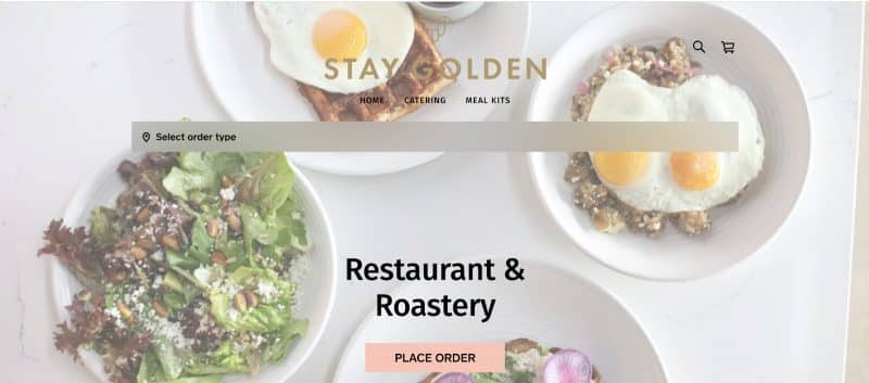 A Stay Golden home page from Square Online sample website.