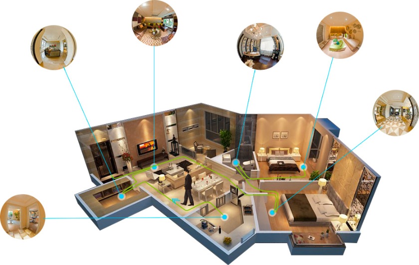 Tourweaver's virtual tours of rooms and 3D floor plan.