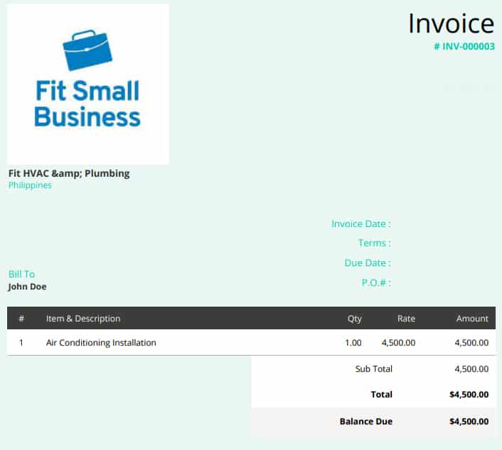 A Sample Invoice from Zoho Books.