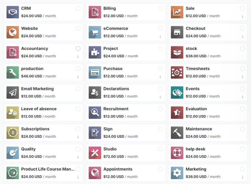 Showing 34 paid apps in Odoo.