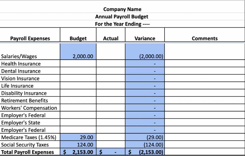 Payroll Budget Plan Excel Template lupon.gov.ph