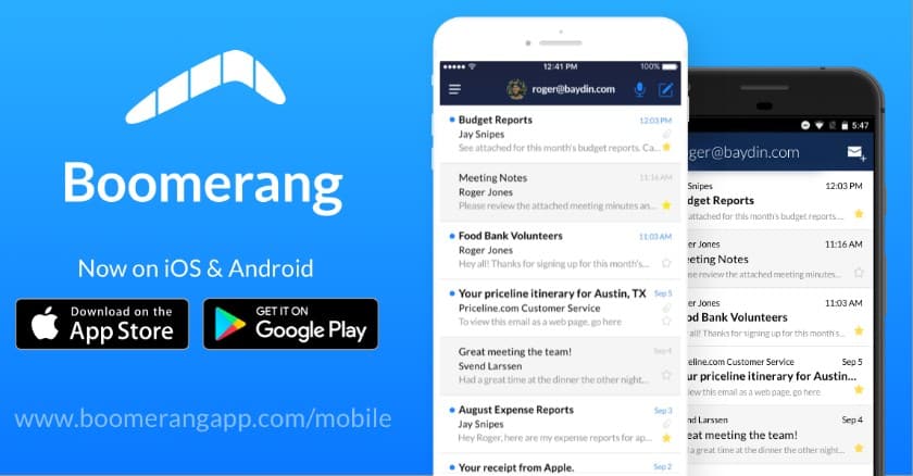 Boomerang inbox interface on mobile