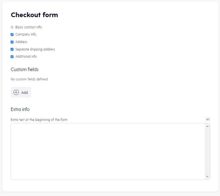 Showing a checkout form.