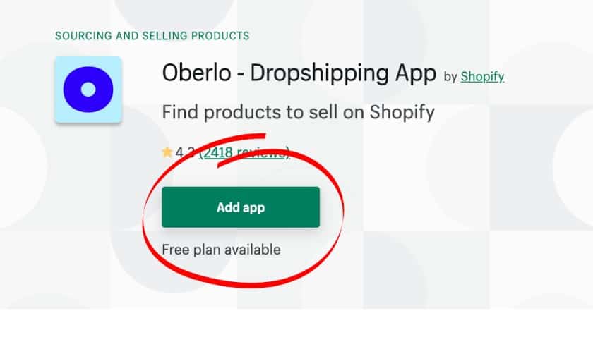 Adding Oberlo dropshipping app.