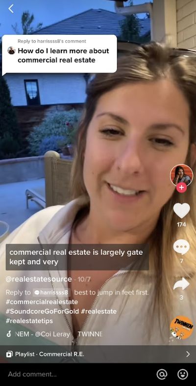 A commercial real estate niche tiktok video from @realestatesource.