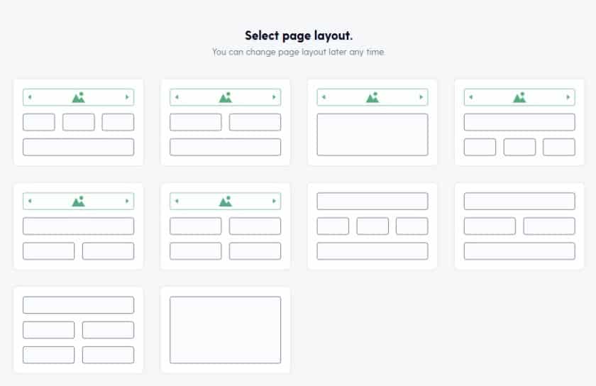 Showing page layouts in mozello.