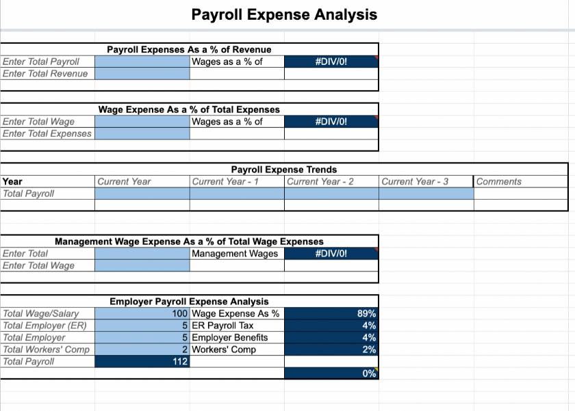 Showing Payroll Expense Analysis.