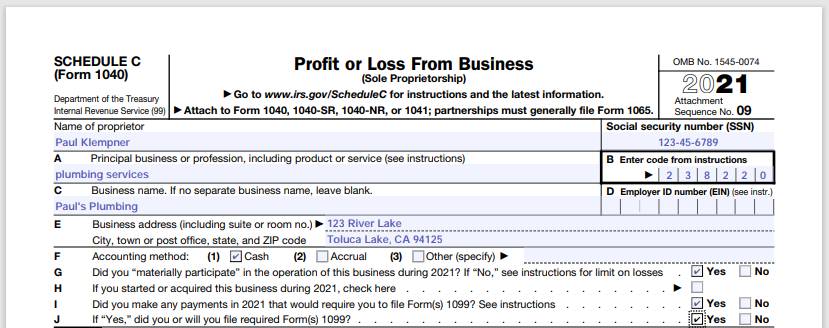 Irs 1040 Schedule C 2022 How To Fill Out Your 2021 Schedule C (With Example)