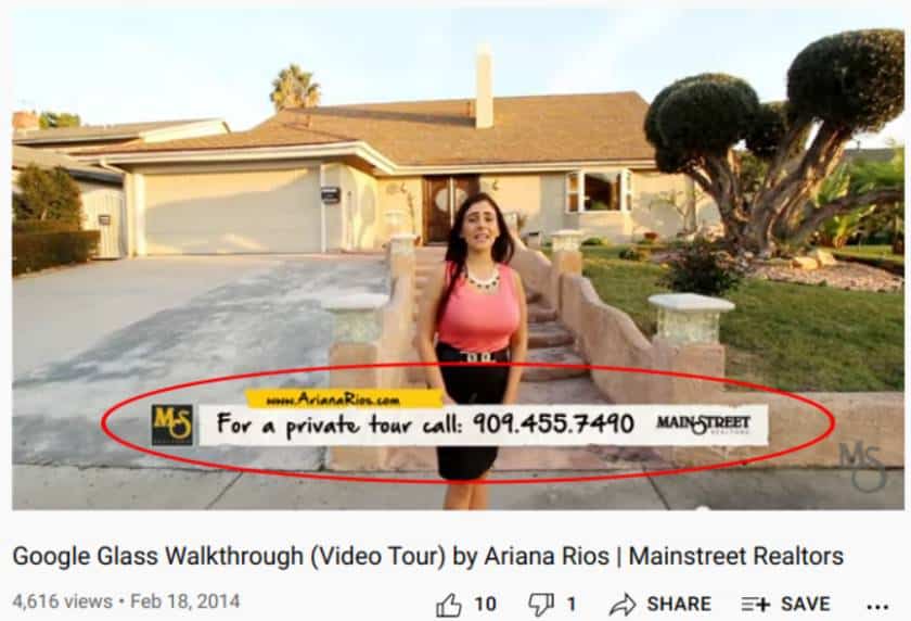 Example of youtube real estate video CTA.