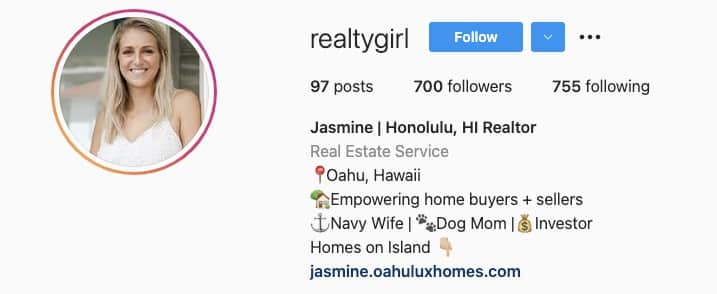 Exampleof a simple Instagram username from Jasmine.