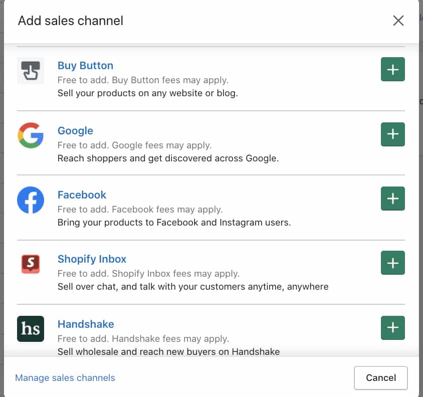 Adding Sales Channel in Shopify like Facebook, Shopify Inbox, Google and many more.