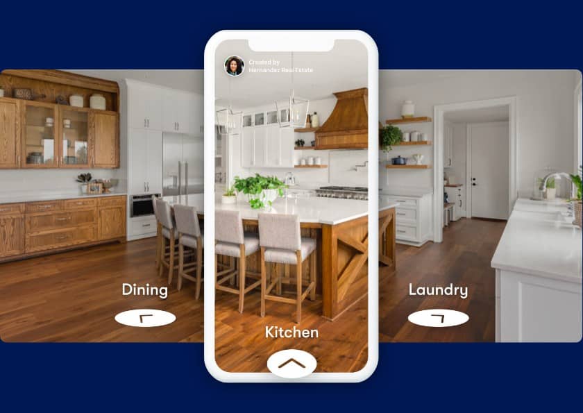 Mobile interface of virtual tour from Zillow 3D Home Tour.