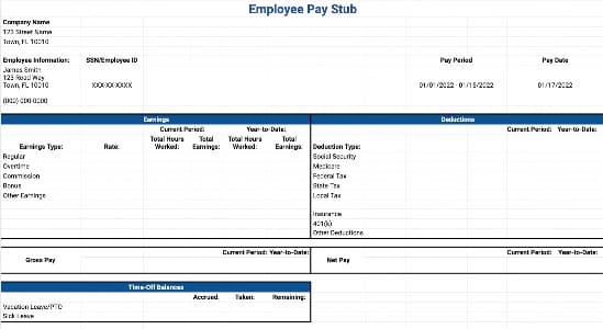 Employee pay stub.
