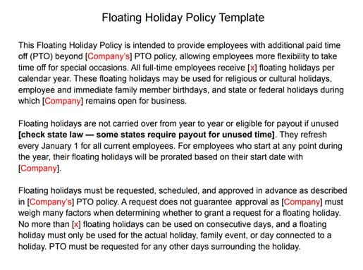 Floating Holiday Policy Thumbnail