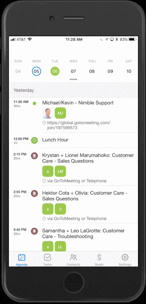 Nimble mobile app GIF.