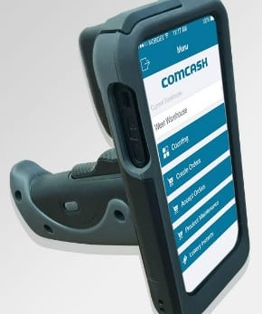 Showing Comcash inventory handheld scanner.