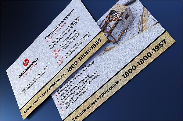 A personalized paper construction business card.