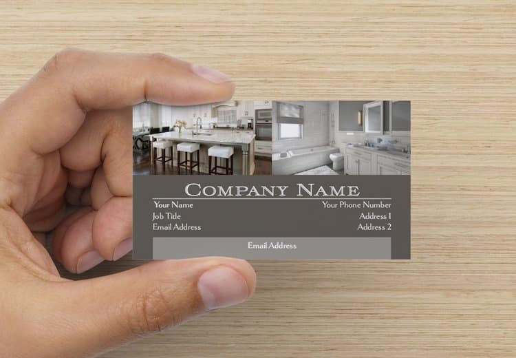 Construction card with a picture of your work as a background.