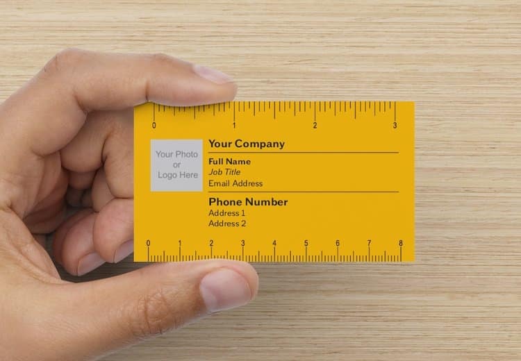 Ruler-themed business card from Vistaprint