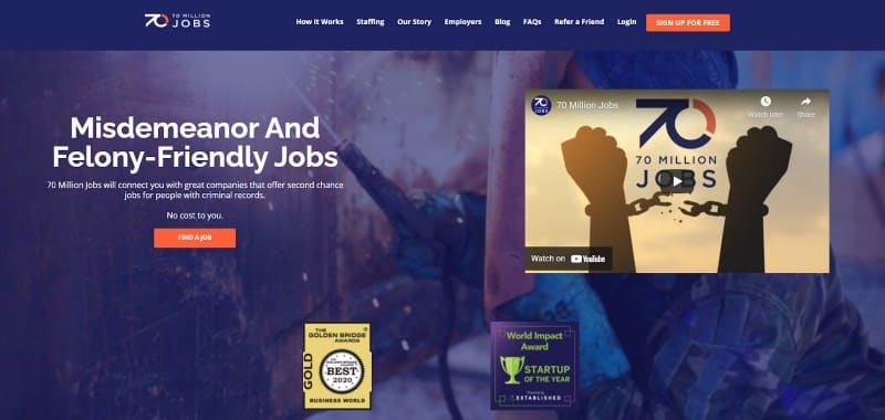 70 Million Jobs homepage.