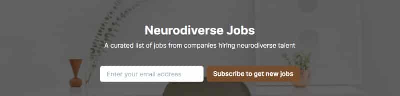 Neurodiverse Jobs homepage.