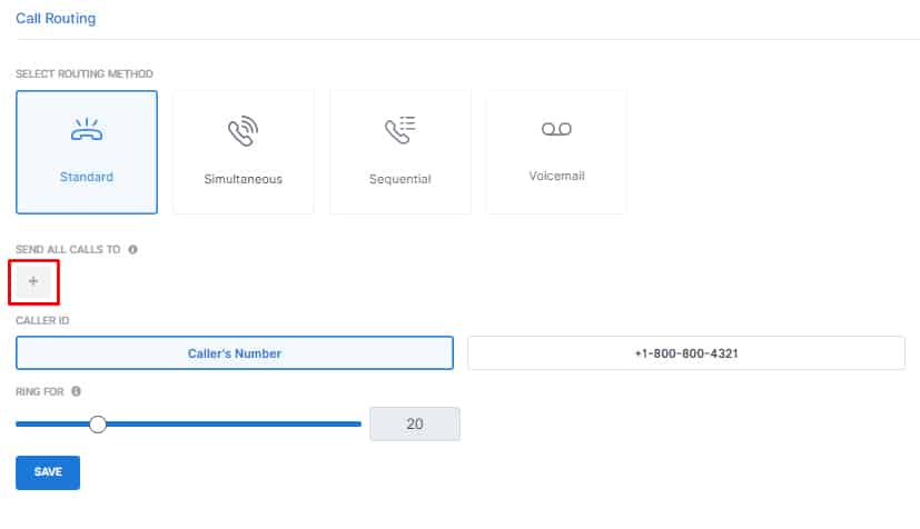 Configuring call routing of phone number on 800.com.