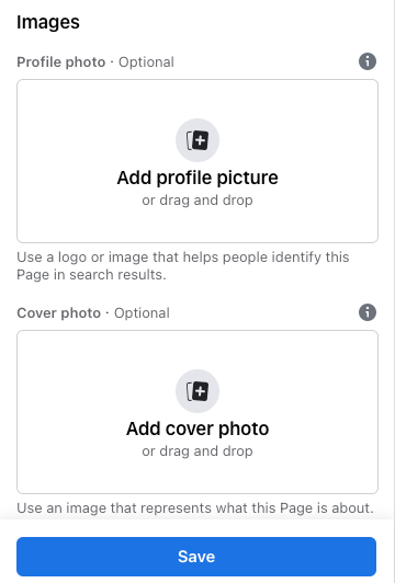 Facebook's image options for uploading a profile picture and cover photo.