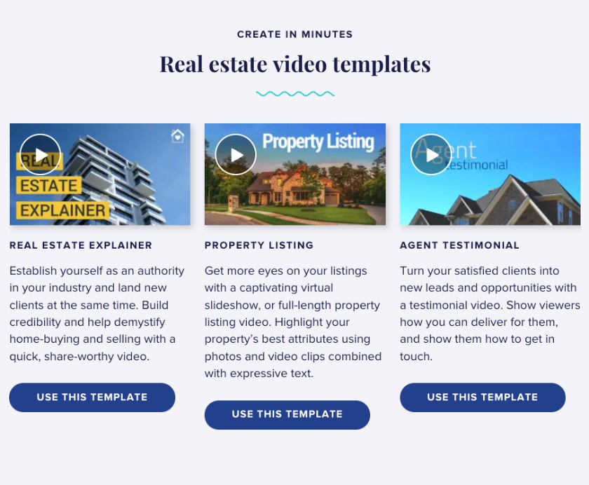Animoto's real estate video templates.